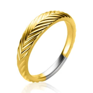 ZINZI gold plated zilveren ring met veertjesmotief