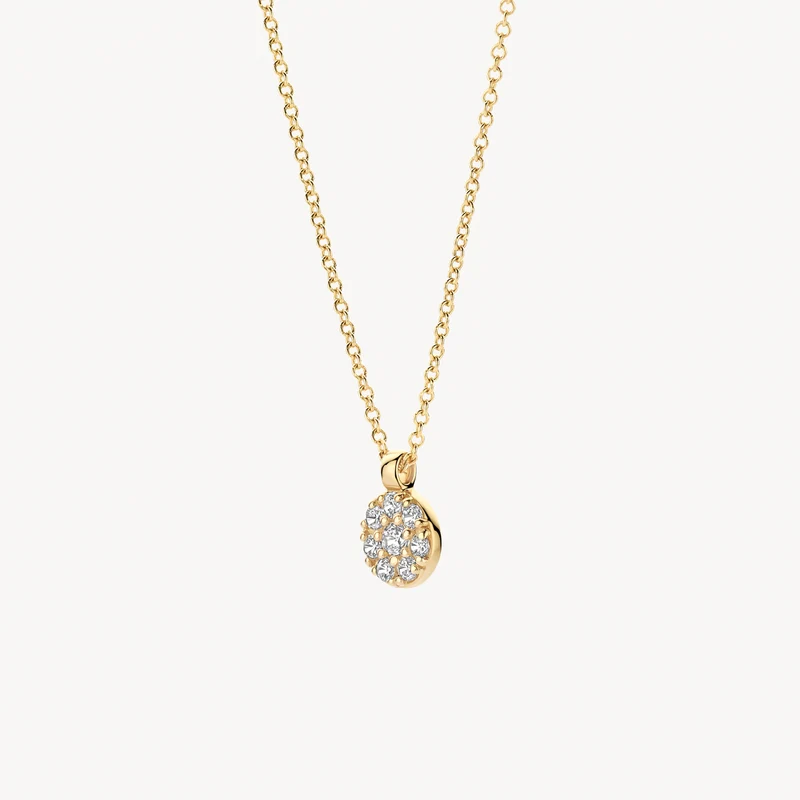 Ketting met ronde pavé zirkonia hanger - Afbeelding 2
