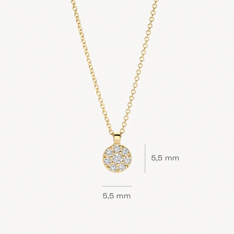 Ketting met ronde pavé zirkonia hanger - Afbeelding 3
