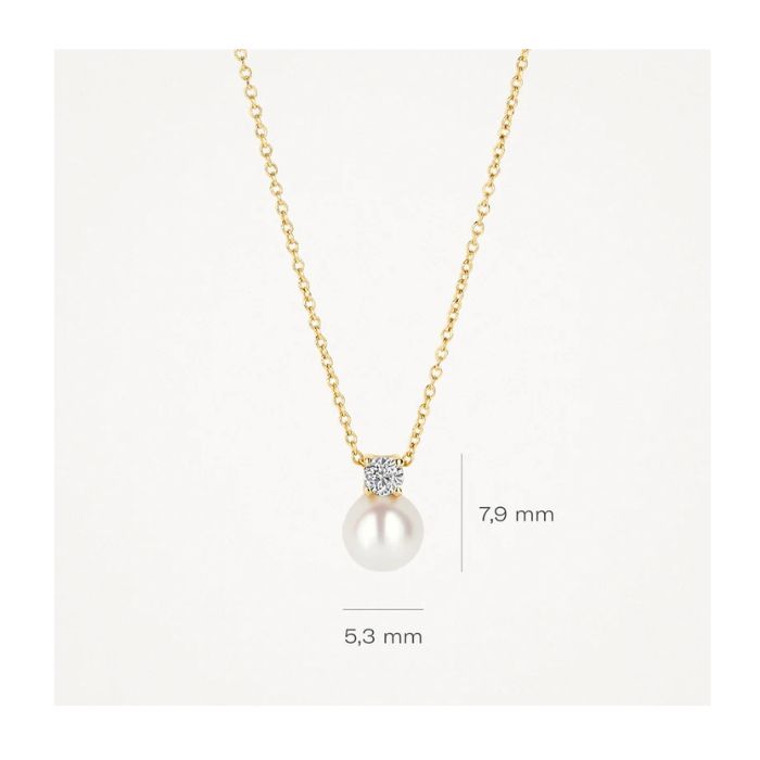 Ketting met hanger van Parel en Zirkonia - Afbeelding 3