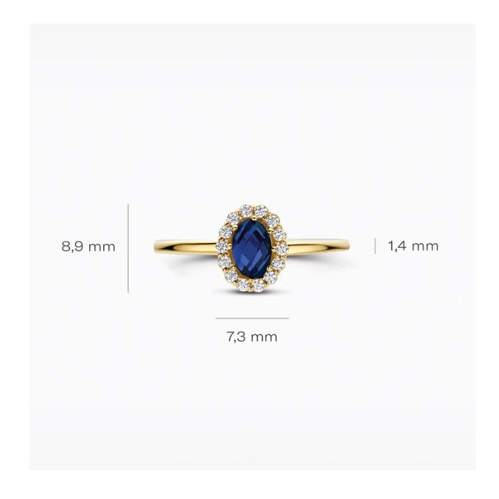 Ring met lab grown diamanten en blauwe saffier - Afbeelding 2