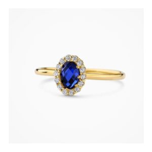 Ring met lab grown diamanten en blauwe saffier