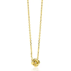 ZINZI gold plated zilveren ketting met roos hanger