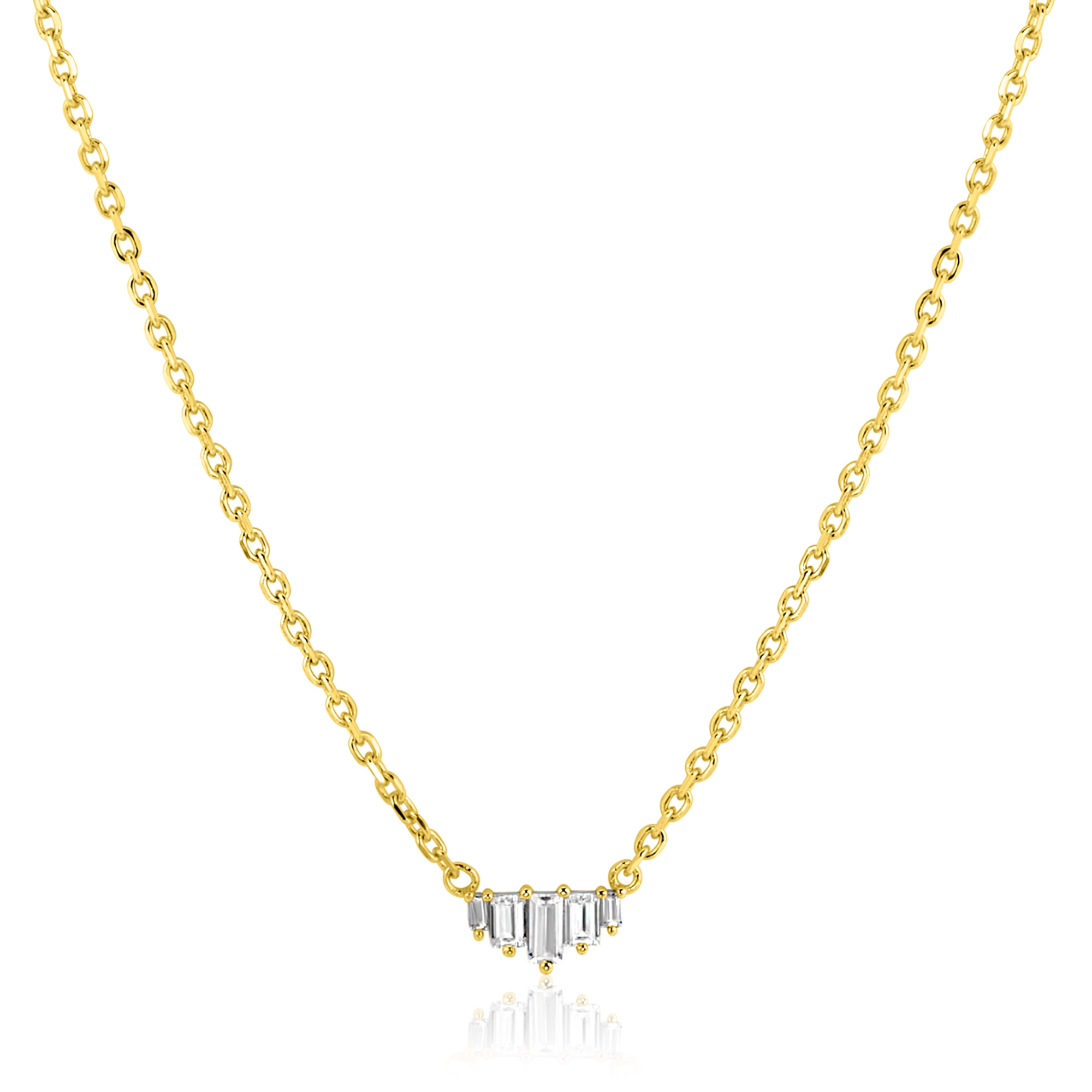 ZINZI gold plated zilveren collier met piramide vorm