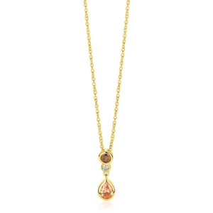 ZINZI gold plated zilveren collier met kleurrijke hanger
