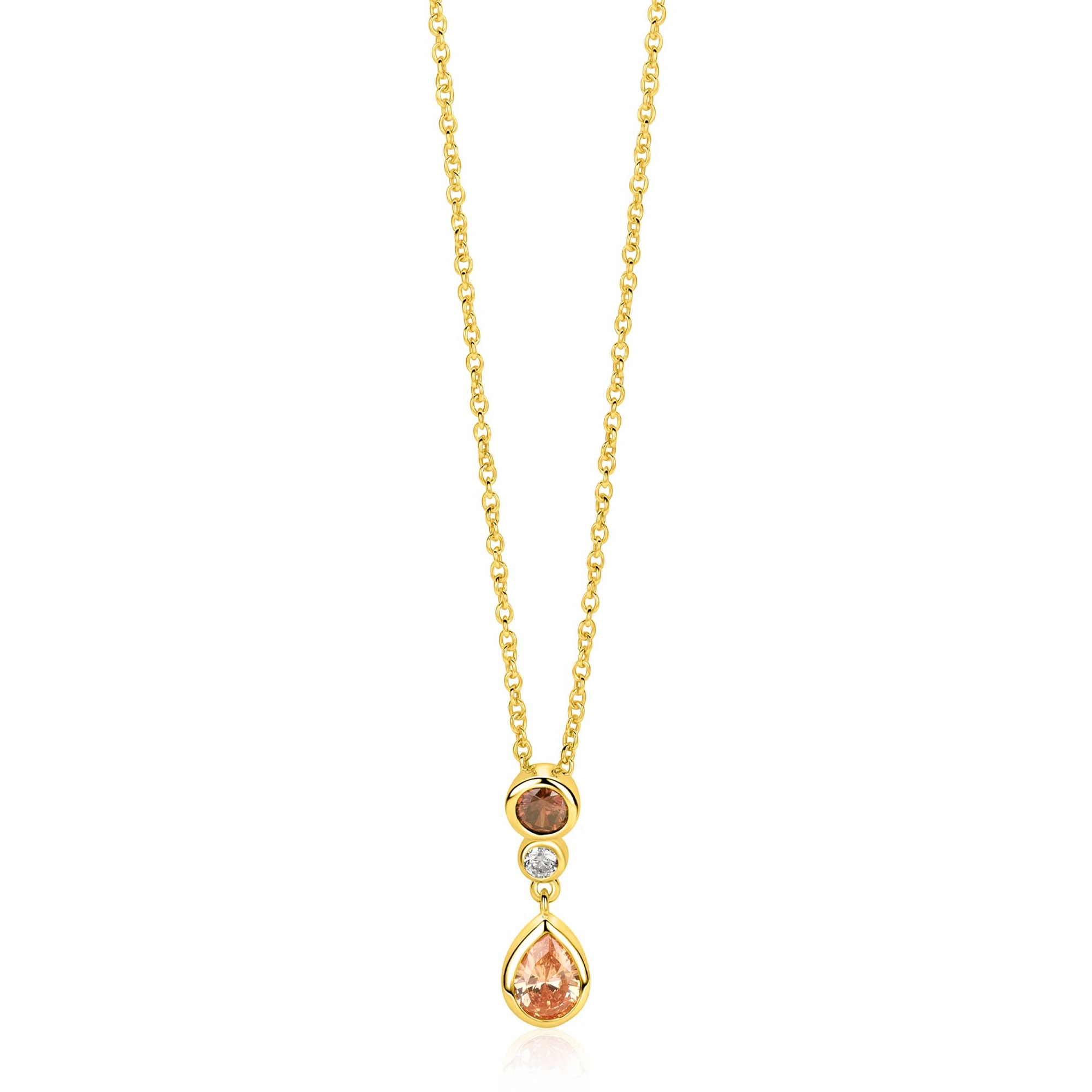 ZINZI gold plated zilveren collier met kleurrijke hanger