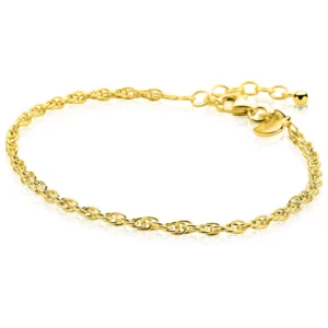 ZINZI gold plated zilveren massieve koord armband