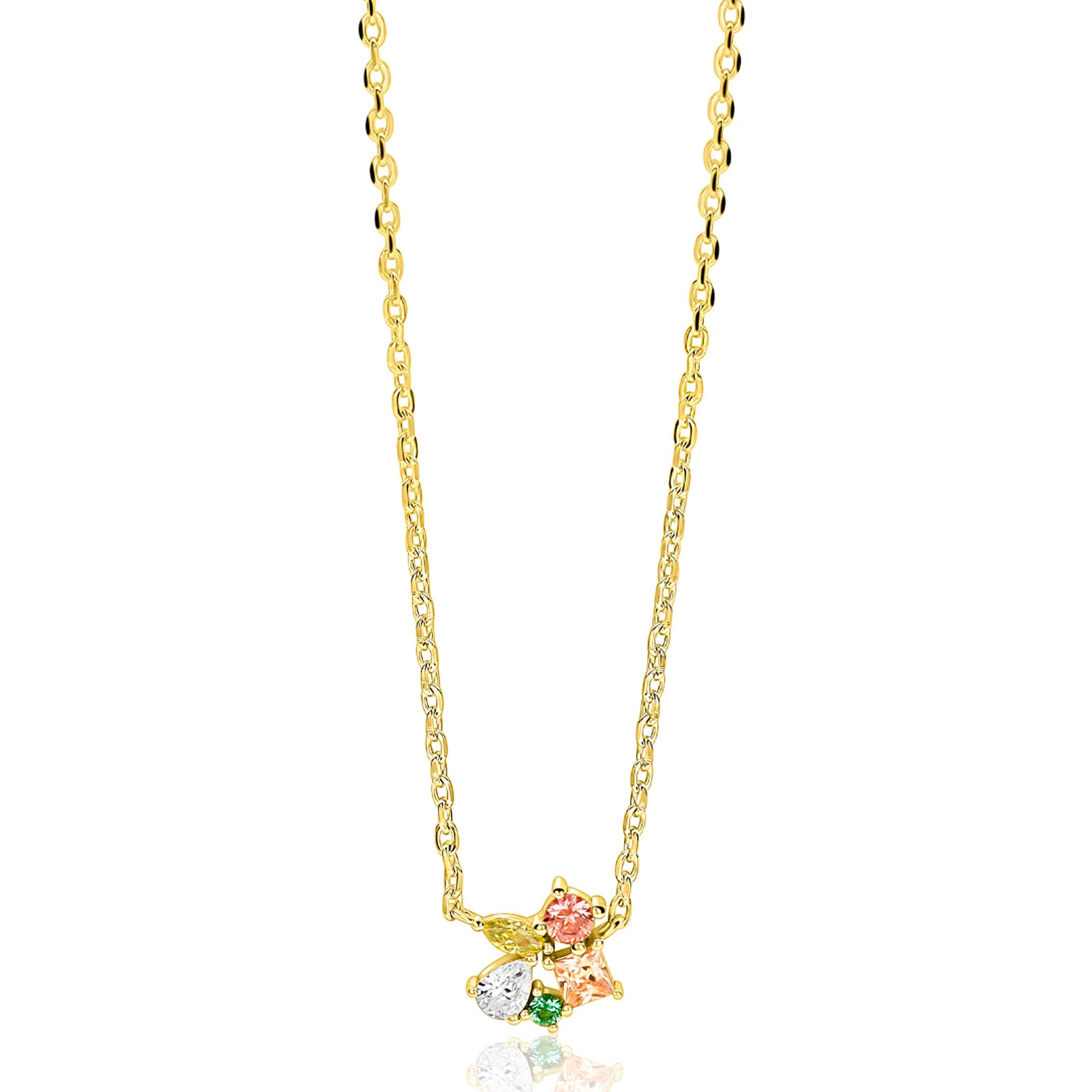 ZINZI gold plated zilveren ketting met speelse hanger