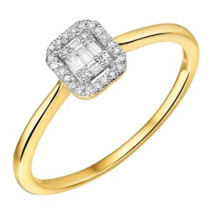 Halo Ring Cluster met Baguette